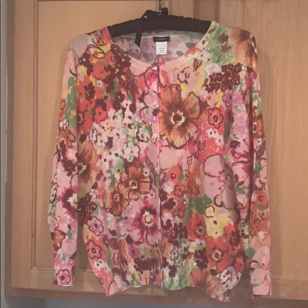 J.Crew Cardigan Size: Large Soft watercolor floral